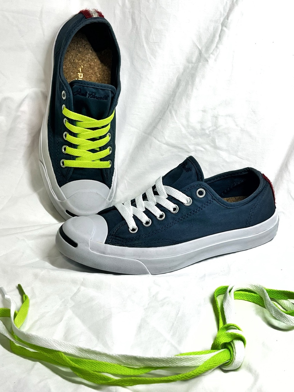 Converse Jack Purcell Low Blue Canvas Cork Insole 147595C Womens 7 Mens 5.5